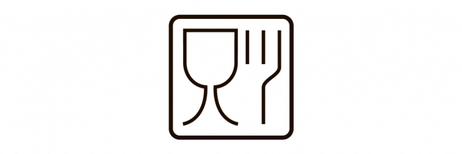 маркировка тары из нетоксичных материалов, для пищевых продуктов (бокал и вилка)